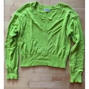 525 America Women's Green Stretch Relaxed Pullover V-Neck Sweater M